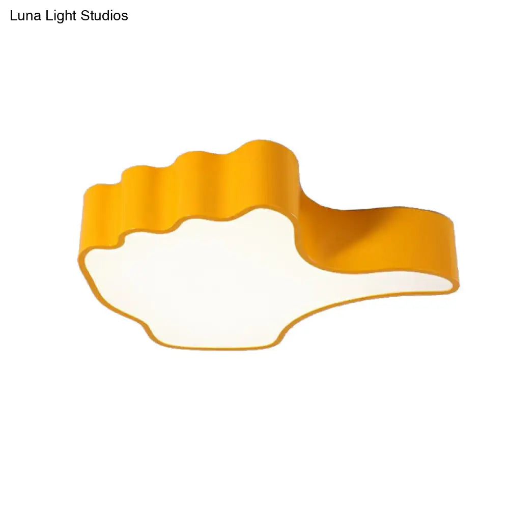 DecorBites™ DecorBites™ Modern Yellow Thumbs-Up Acrylic Flush Ceiling Light for Child's Bedroom
