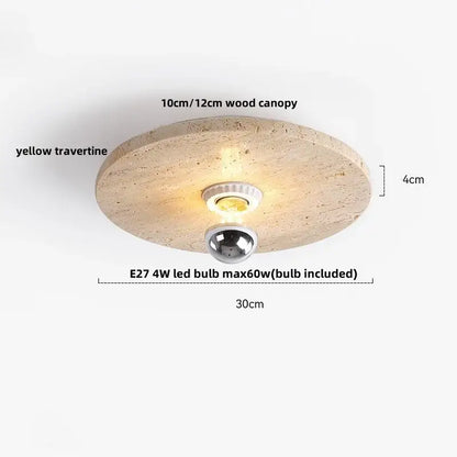 Modern yellow travertine glass ball led ceiling light with wood canopy and metallic bulb holder for dining room decorbites glass ball