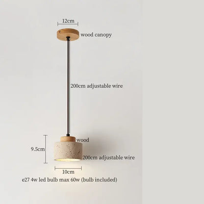 Minimalist concrete pendant light with natural wood canopy and adjustable wire complements decorbites yellow travertine led pendant lights