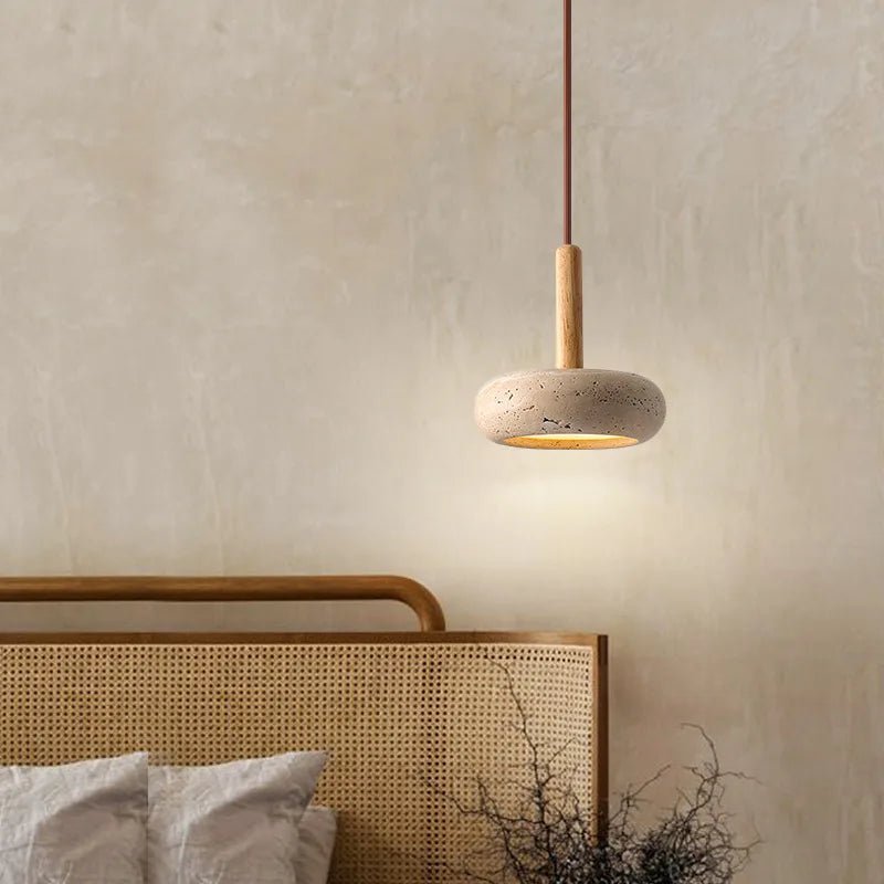 Modern Yellow Travertine Stone Pendant Light - Decorbites