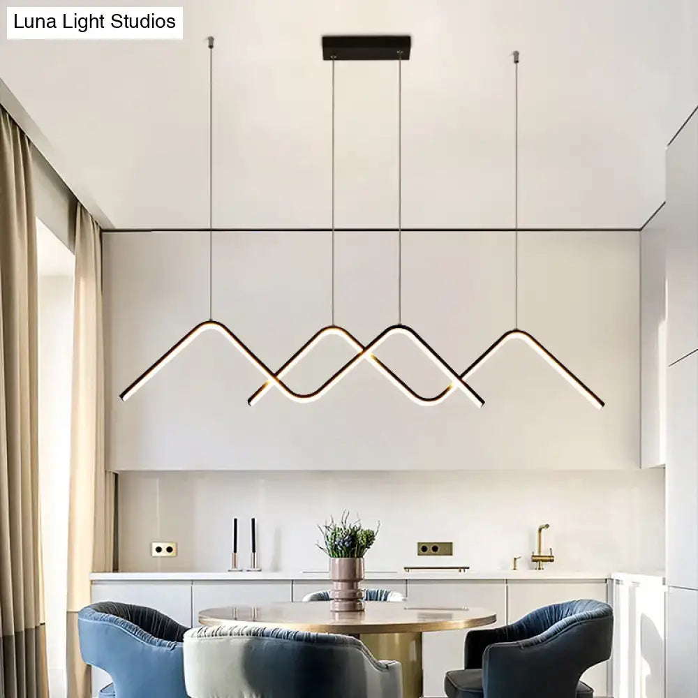 Modern black metal led ceiling lamp with geometric zigzag mountain-wave design for 220v-240v 110v-120v use
