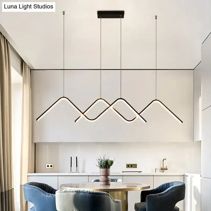 Modern black metal led ceiling lamp with geometric zigzag mountain-wave design for 220v-240v 110v-120v use