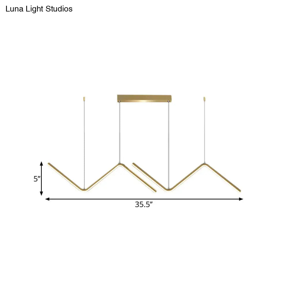 مصباح معلق معدني عصري متعرج من DecorBites™ - مصباح جزيرة LED أسود/ذهبي بإضاءة دافئة/بيضاء لغرفة الطعام