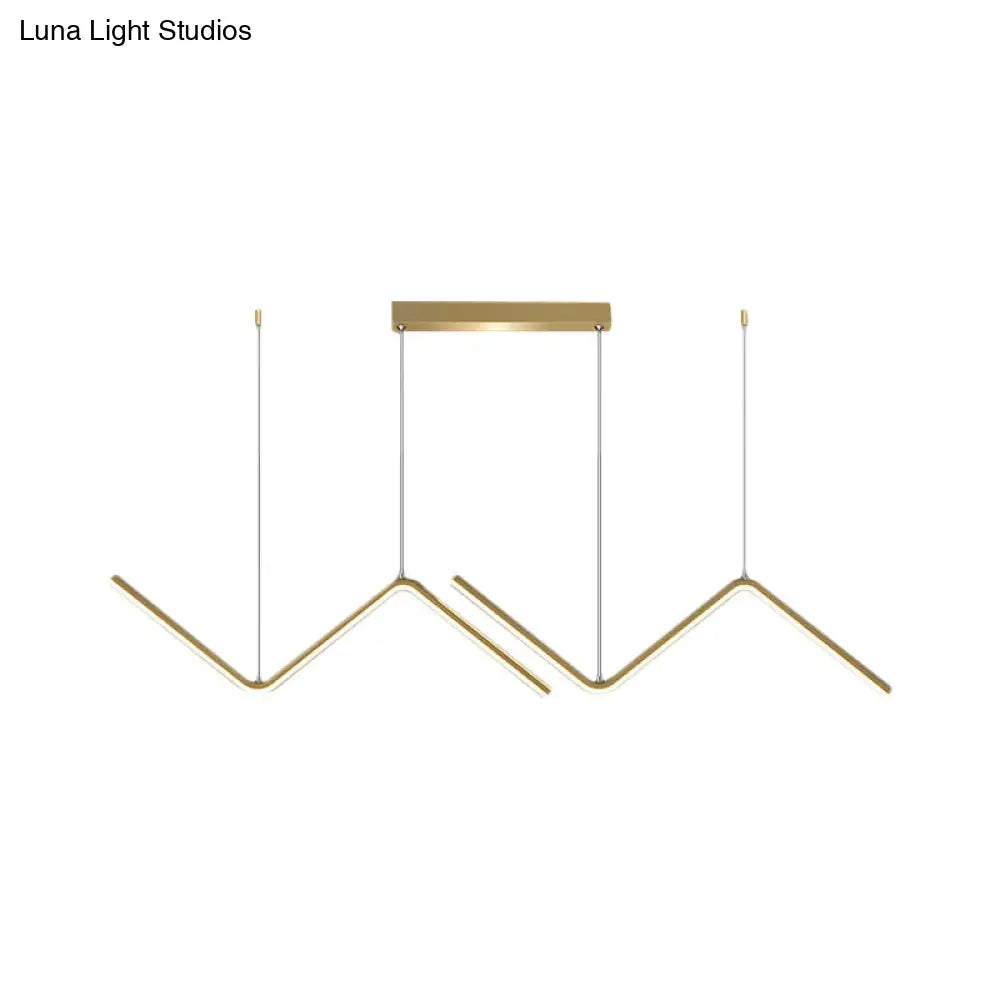 مصباح معلق معدني عصري متعرج من DecorBites™ - مصباح جزيرة LED أسود/ذهبي بإضاءة دافئة/بيضاء لغرفة الطعام