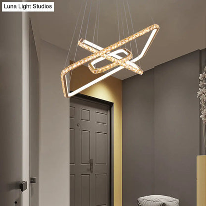 Lámpara de araña moderna de 3 niveles en color dorado con colgante LED de cristal transparente - Iluminación para restaurantes en 3 colores