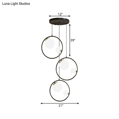 Modernism 6-Light Multi Pendant Ceiling Light - Opal Glass Shade and Ring