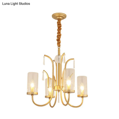 Lámpara de araña colgante de cristal modernista con detalles de cristal, acabado dorado - 4/6/8 luces