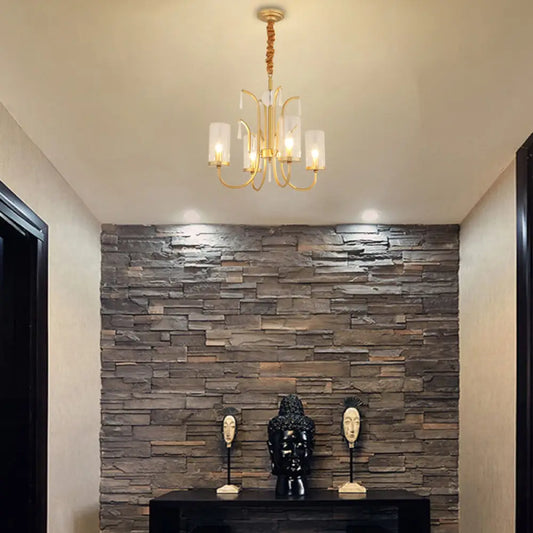 Lámpara de araña colgante de cristal modernista con detalles de cristal, acabado dorado - 4/6/8 luces