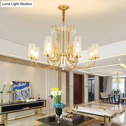 Lámpara de araña colgante de cristal modernista con detalles de cristal, acabado dorado - 4/6/8 luces