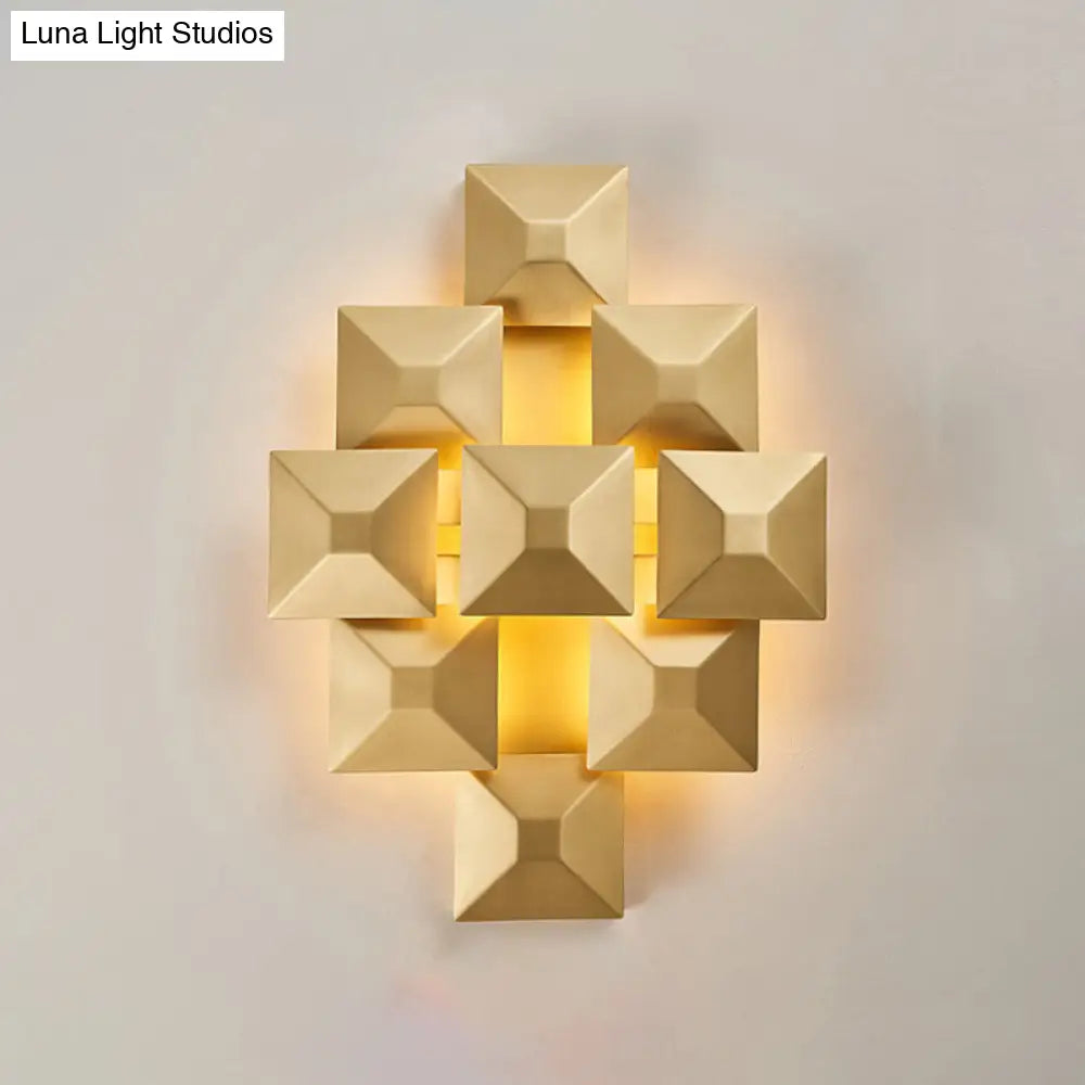 DecorBites™ DecorBites™ Modernist 1/3-Light Sconce with Metal Shade: Geometric Wall Lamp in Black/White Design for Stairway