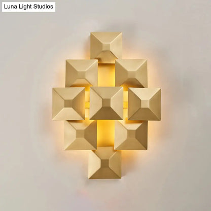 DecorBites™ DecorBites™ Modernist 1/3-Light Sconce with Metal Shade: Geometric Wall Lamp in Black/White Design for Stairway