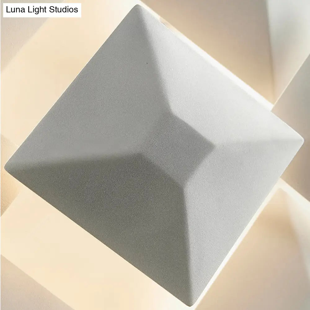 DecorBites™ DecorBites™ Modernist 1/3-Light Sconce with Metal Shade: Geometric Wall Lamp in Black/White Design for Stairway