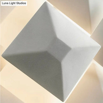 DecorBites™ DecorBites™ Modernist 1/3-Light Sconce with Metal Shade: Geometric Wall Lamp in Black/White Design for Stairway