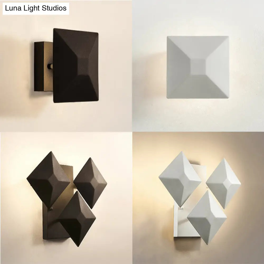 DecorBites™ DecorBites™ Modernist 1/3-Light Sconce with Metal Shade: Geometric Wall Lamp in Black/White Design for Stairway