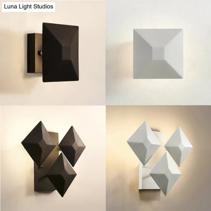 DecorBites™ DecorBites™ Modernist 1/3-Light Sconce with Metal Shade: Geometric Wall Lamp in Black/White Design for Stairway