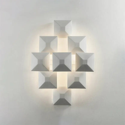 DecorBites™ DecorBites™ Modernist 1/3-Light Sconce with Metal Shade: Geometric Wall Lamp in Black/White Design for Stairway