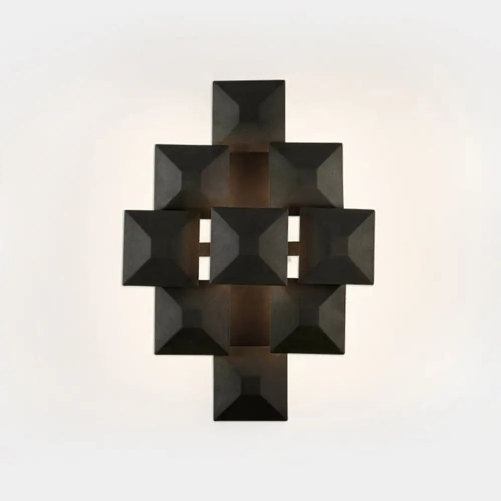 DecorBites™ DecorBites™ Modernist 1/3-Light Sconce with Metal Shade: Geometric Wall Lamp in Black/White Design for Stairway