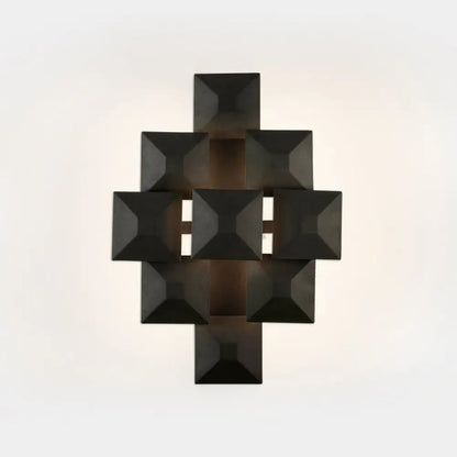 DecorBites™ DecorBites™ Modernist 1/3-Light Sconce with Metal Shade: Geometric Wall Lamp in Black/White Design for Stairway