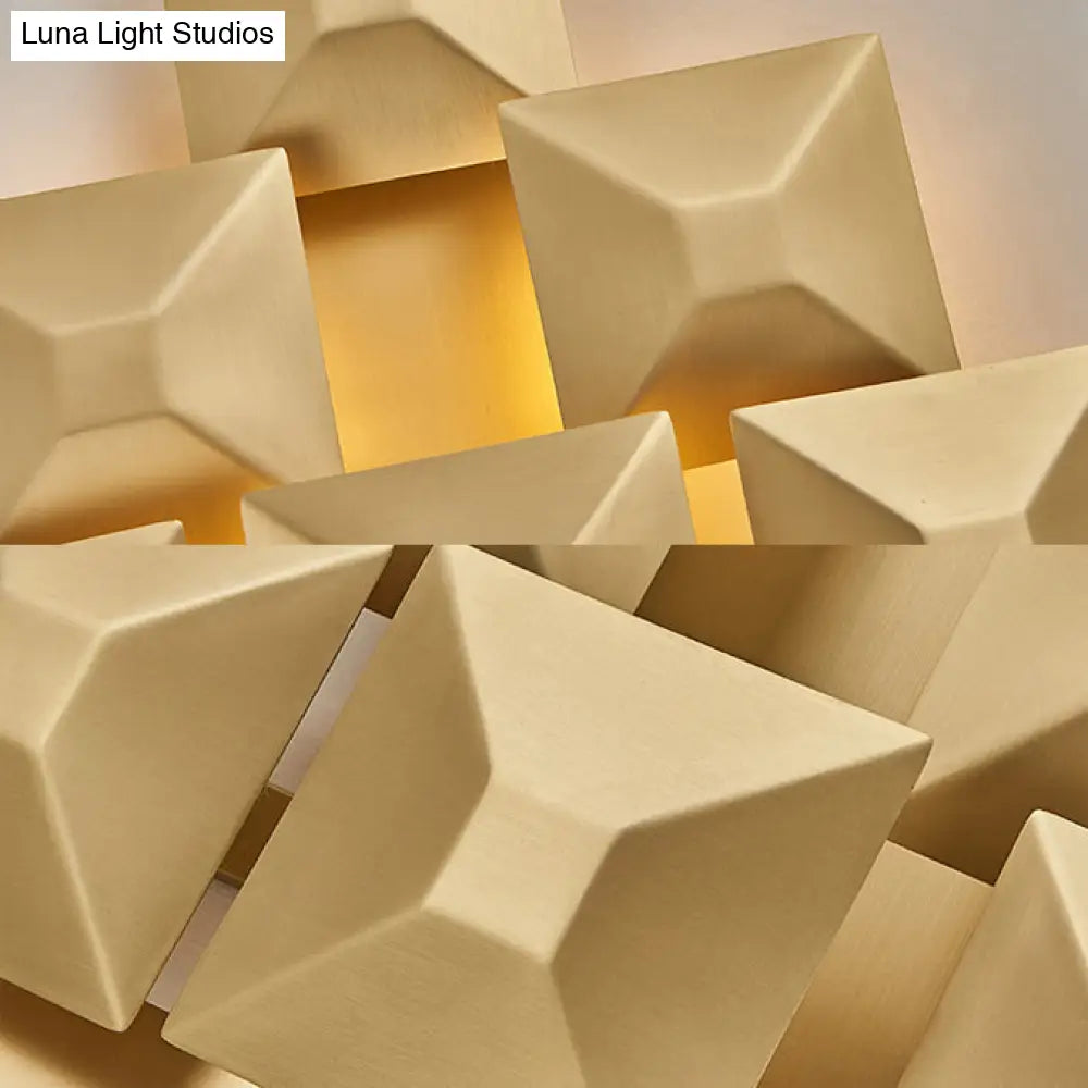 DecorBites™ DecorBites™ Modernist 1/3-Light Sconce with Metal Shade: Geometric Wall Lamp in Black/White Design for Stairway