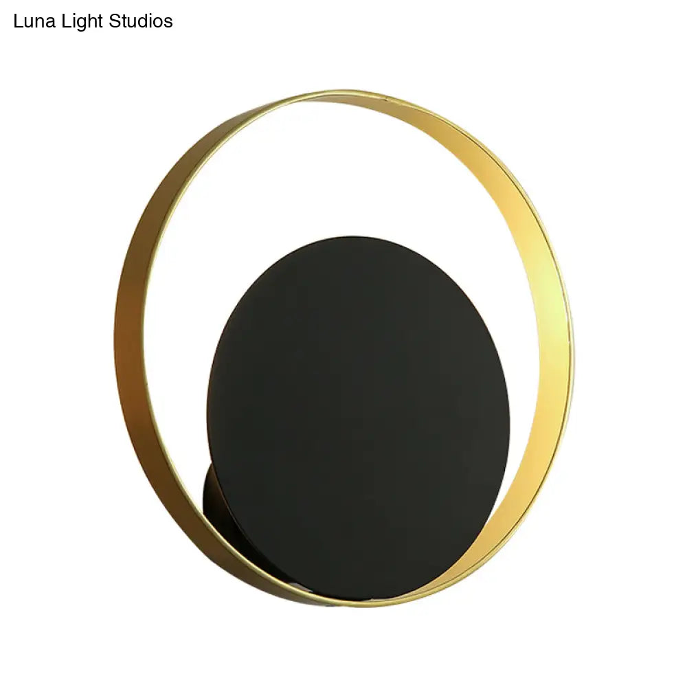 DecorBites™ DecorBites™ Modernist 1-Head Black and Gold LED Wall Lamp - Metallic Round Sconce Light Fixture for Corner