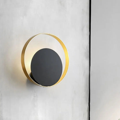 DecorBites™ DecorBites™ Modernist 1-Head Black and Gold LED Wall Lamp - Metallic Round Sconce Light Fixture for Corner