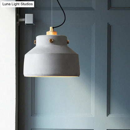 Modernist 1-Light Grey Mason Jar Cement Pendant Lamp - 7"/10"/12.5" Width