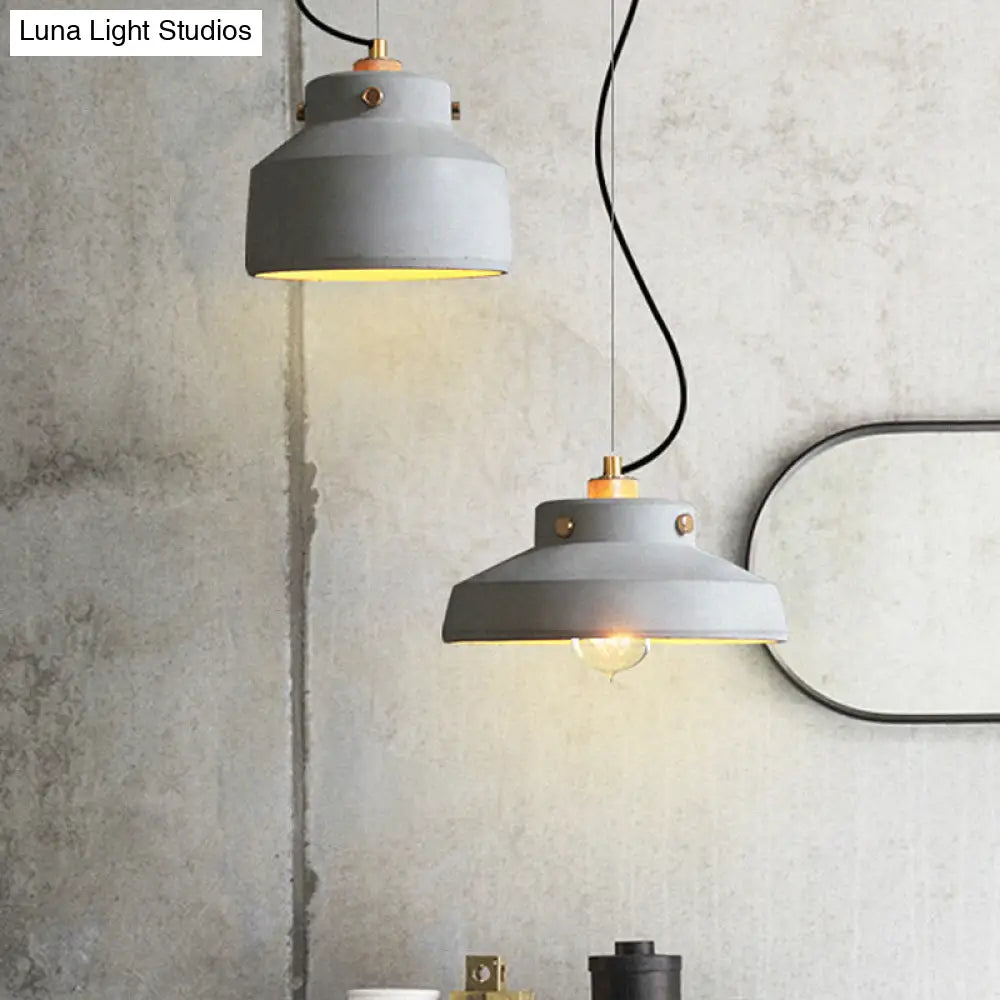 Modernist 1-Light Grey Mason Jar Cement Pendant Lamp - 7"/10"/12.5" Width