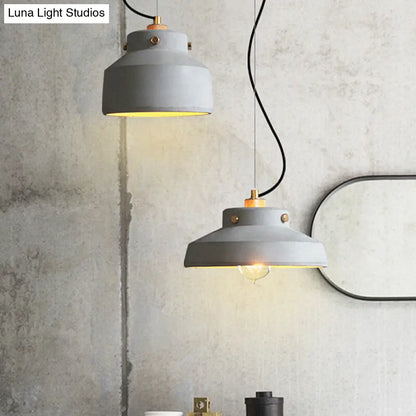 Modernist 1-Light Grey Mason Jar Cement Pendant Lamp - 7"/10"/12.5" Width