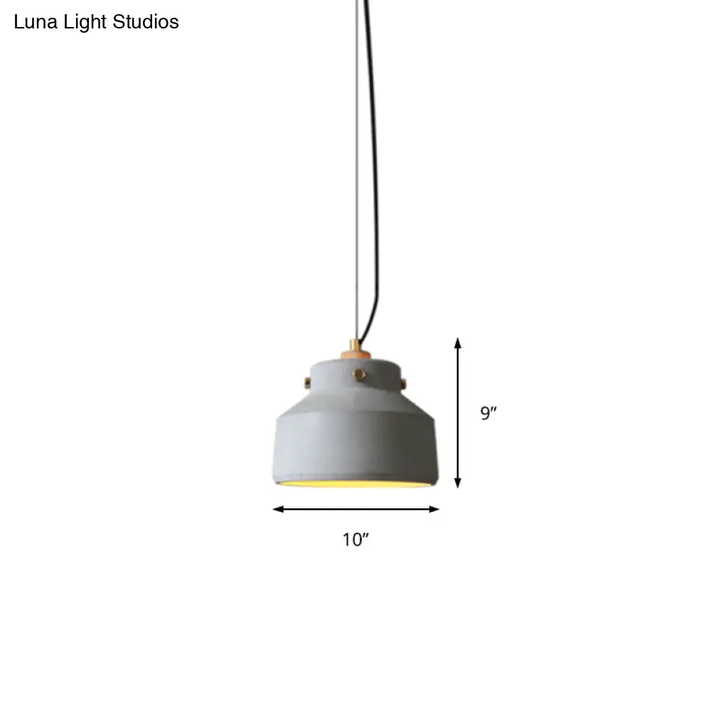 Modernist 1-Light Grey Mason Jar Cement Pendant Lamp - 7"/10"/12.5" Width