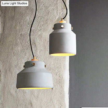 Modernist 1-Light Grey Mason Jar Cement Pendant Lamp - 7"/10"/12.5" Width