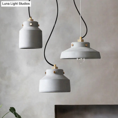 Modernist 1-Light Grey Mason Jar Cement Pendant Lamp - 7"/10"/12.5" Width