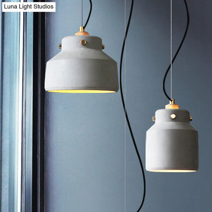 Modernist 1-Light Grey Mason Jar Cement Pendant Lamp - 7"/10"/12.5" Width