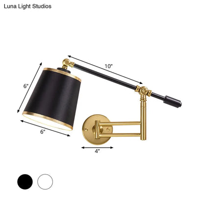 DecorBites™ DecorBites™ Modernist 1-Light Metallic Wall Light Fixture with Adjustable Shade - Black/White Wall Mount Lamp