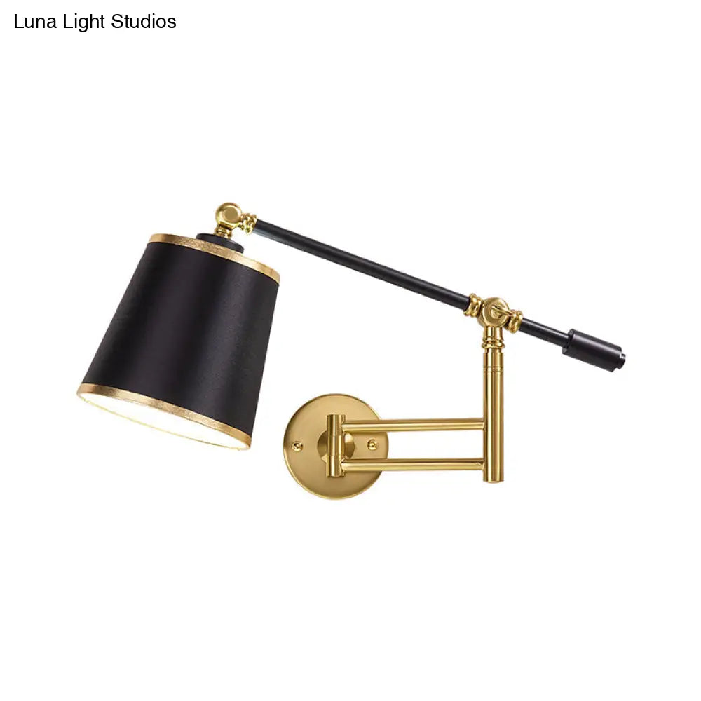 DecorBites™ DecorBites™ Modernist 1-Light Metallic Wall Light Fixture with Adjustable Shade - Black/White Wall Mount Lamp