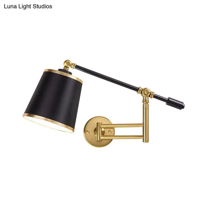 DecorBites™ DecorBites™ Modernist 1-Light Metallic Wall Light Fixture with Adjustable Shade - Black/White Wall Mount Lamp