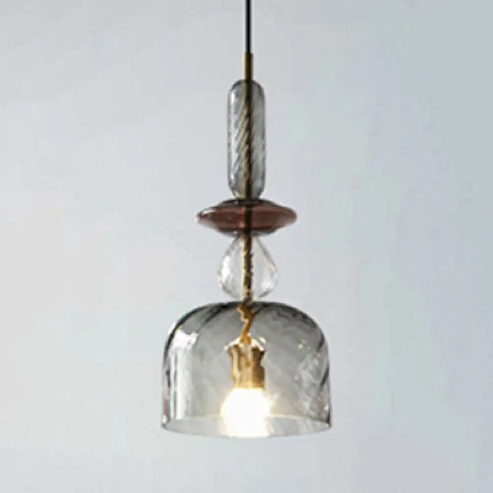 Modernist 1-Light Suspension Pendant with Pink/Blue/Amber Globe/Cylindrical/Dome Design - Smooth/Water Glass Ceiling Light