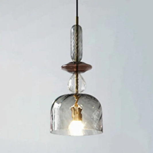 Modernist 1-Light Suspension Pendant with Pink/Blue/Amber Globe/Cylindrical/Dome Design - Smooth/Water Glass Ceiling Light