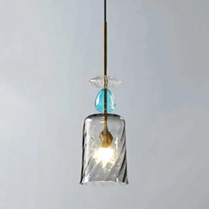 Modernist 1-Light Suspension Pendant with Pink/Blue/Amber Globe/Cylindrical/Dome Design - Smooth/Water Glass Ceiling Light