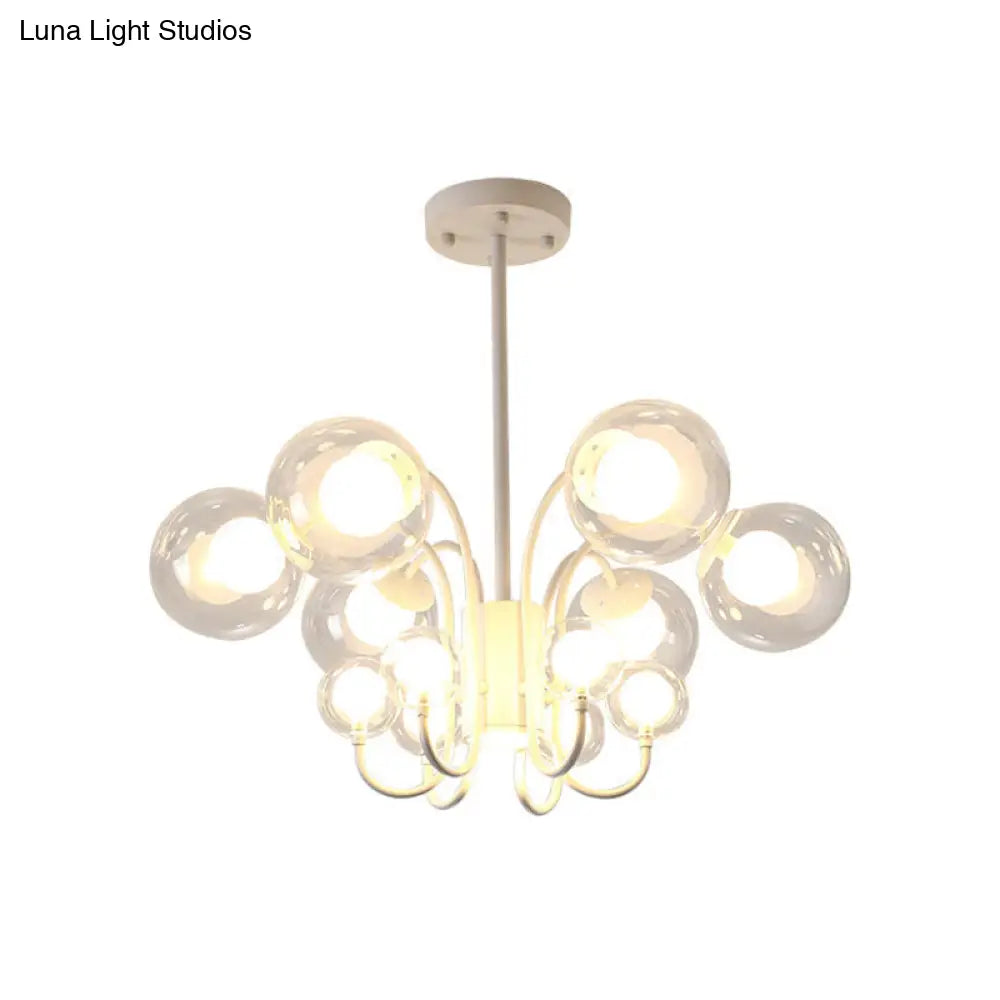 Lámpara de araña LED modernista de 12 luces con pantalla de cristal transparente para sala de estar