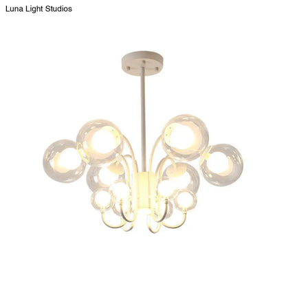 Lámpara de araña LED modernista de 12 luces con pantalla de cristal transparente para sala de estar