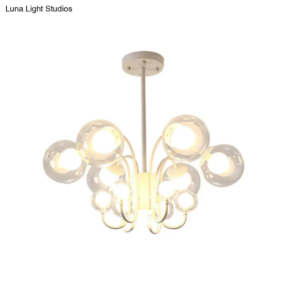 Lámpara de araña LED modernista de 12 luces con pantalla de cristal transparente para sala de estar