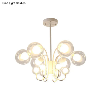 Lámpara de araña LED modernista de 12 luces con pantalla de cristal transparente para sala de estar