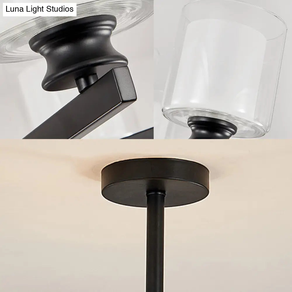 Lámpara de araña modernista de cristal blanco de dos niveles con diseño radial - 12 luces: Lámpara colgante negra/dorada/plateada