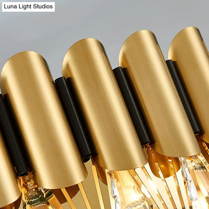 Lámpara de araña modernista de cristal de 4 niveles - Lámpara colgante dorada - 8/12 luces