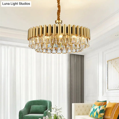 Lámpara de araña modernista de cristal de 4 niveles - Lámpara colgante dorada - 8/12 luces