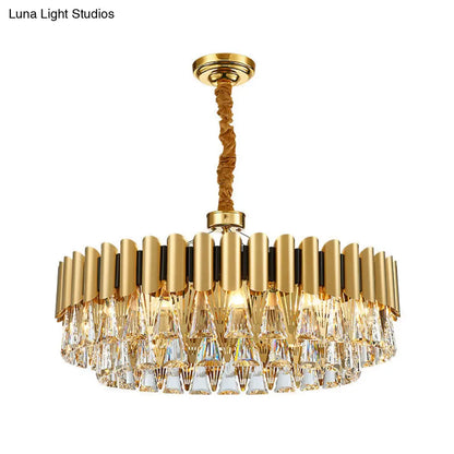 Lámpara de araña modernista de cristal de 4 niveles - Lámpara colgante dorada - 8/12 luces