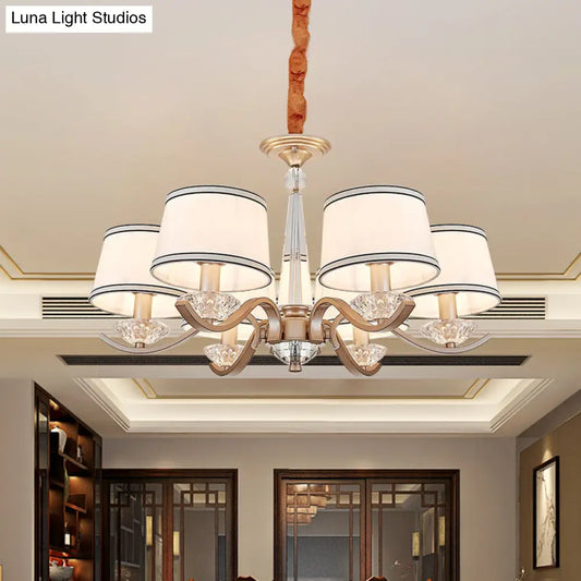 Lámpara de techo colgante modernista de 6 luces con pantalla de cristal y base cilíndrica - Lámpara de dormitorio