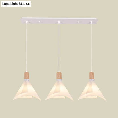 Modernist Acrylic Conical Pendant with 3 White Suspension Lamp Heads - Ideal for Living Room