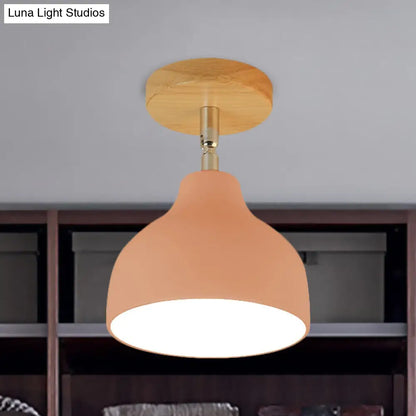 DecorBites™ DecorBites™ Modernist Adjustable Ceiling Mounted Flush Light with Metal Dome - White/Pink, 1 Bulb