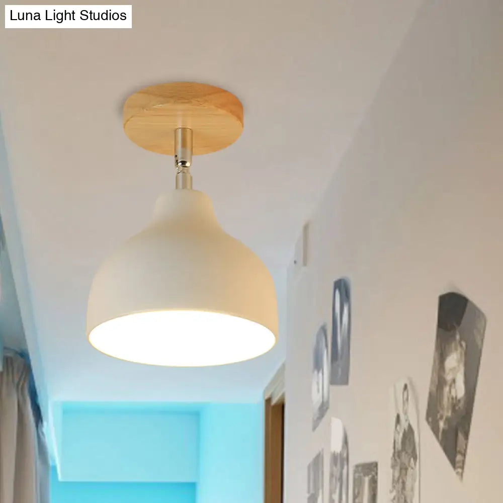 DecorBites™ DecorBites™ Modernist Adjustable Ceiling Mounted Flush Light with Metal Dome - White/Pink, 1 Bulb